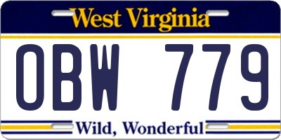 WV license plate OBW779
