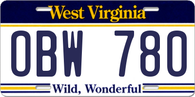 WV license plate OBW780