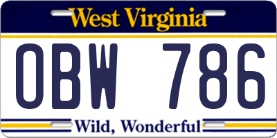 WV license plate OBW786