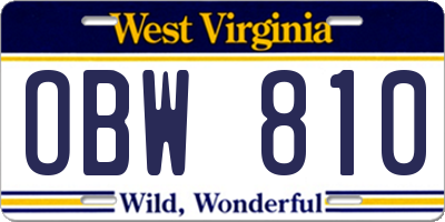 WV license plate OBW810