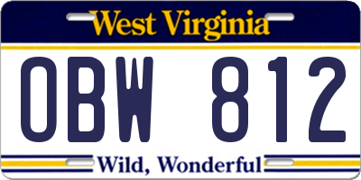 WV license plate OBW812