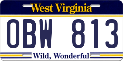 WV license plate OBW813