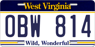 WV license plate OBW814
