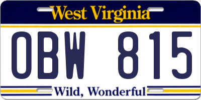 WV license plate OBW815