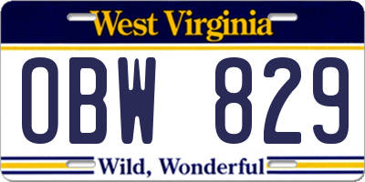 WV license plate OBW829