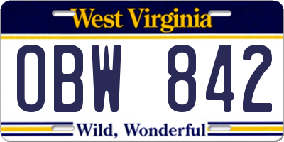 WV license plate OBW842