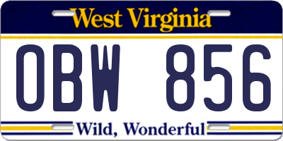 WV license plate OBW856