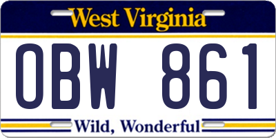WV license plate OBW861