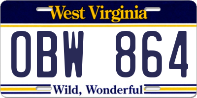 WV license plate OBW864