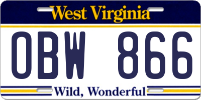 WV license plate OBW866