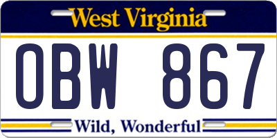 WV license plate OBW867