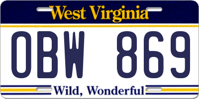 WV license plate OBW869