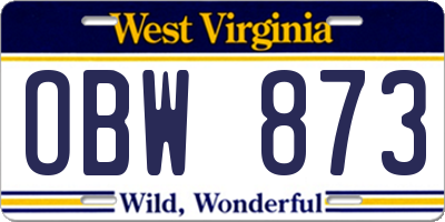 WV license plate OBW873