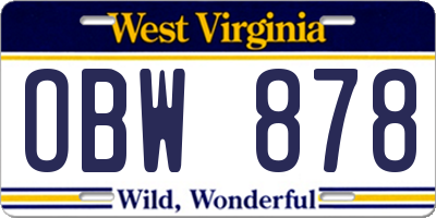 WV license plate OBW878