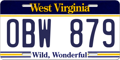WV license plate OBW879