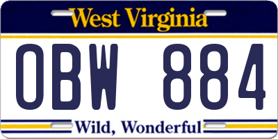 WV license plate OBW884