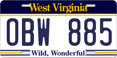 WV license plate OBW885