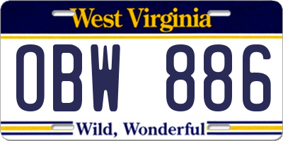 WV license plate OBW886