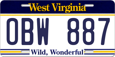 WV license plate OBW887