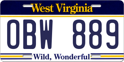 WV license plate OBW889