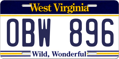 WV license plate OBW896