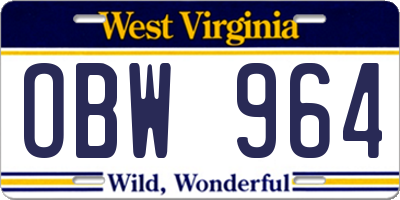 WV license plate OBW964