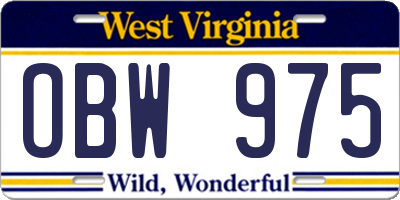 WV license plate OBW975