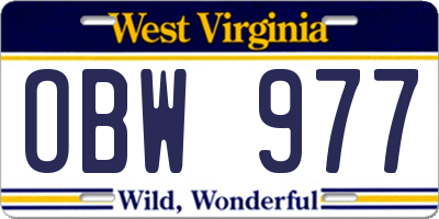 WV license plate OBW977