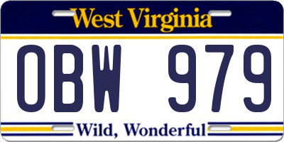 WV license plate OBW979