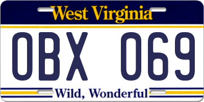 WV license plate OBX069