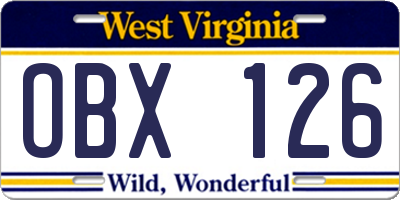 WV license plate OBX126