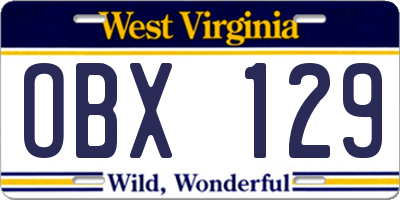 WV license plate OBX129