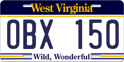 WV license plate OBX150