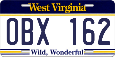 WV license plate OBX162