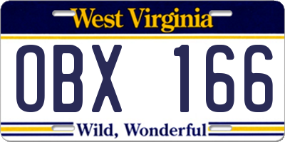 WV license plate OBX166