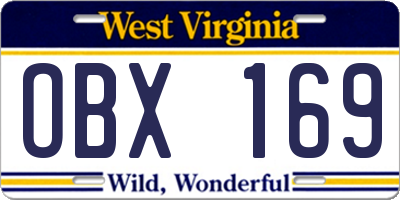 WV license plate OBX169