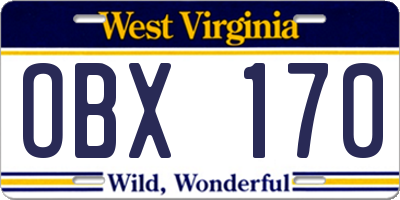 WV license plate OBX170