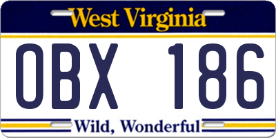 WV license plate OBX186