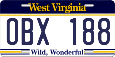 WV license plate OBX188