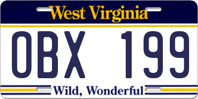 WV license plate OBX199