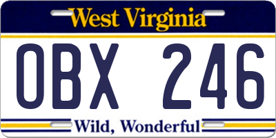 WV license plate OBX246