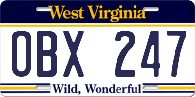 WV license plate OBX247