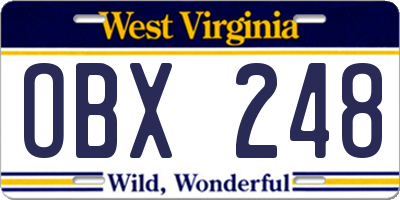 WV license plate OBX248