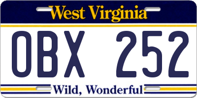 WV license plate OBX252