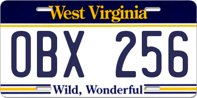 WV license plate OBX256