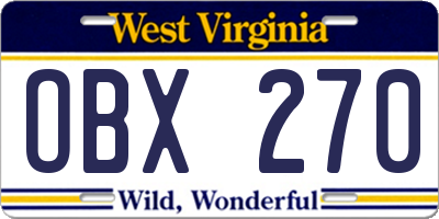 WV license plate OBX270