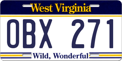 WV license plate OBX271