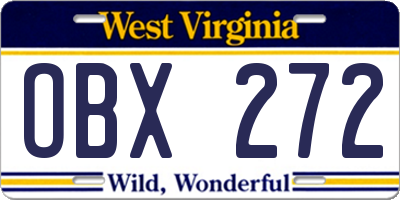 WV license plate OBX272
