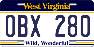 WV license plate OBX280
