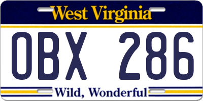 WV license plate OBX286